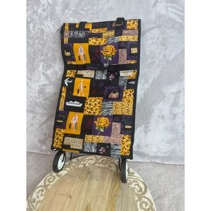 J Garden Rolling Shopping Bag Travel Luggage Wheeled Tote Paris Fashion Print‎